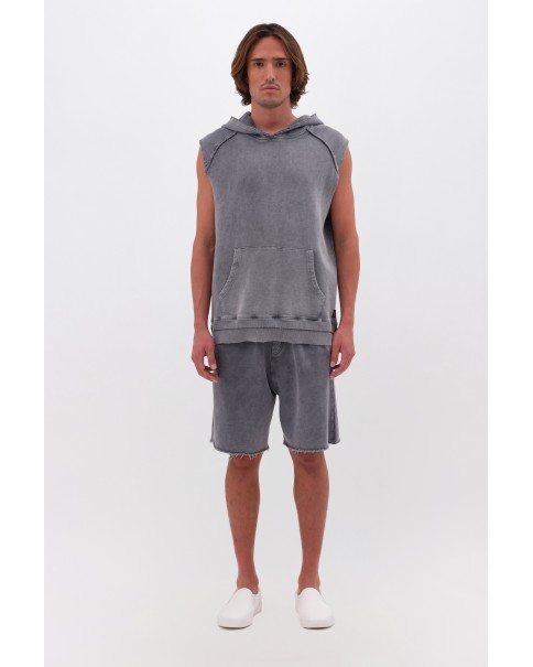 Dirty Laundry - Sleeveless Hoodie With Raw Edges