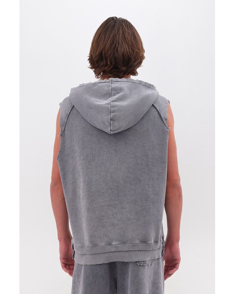 Dirty Laundry - Sleeveless Hoodie With Raw Edges