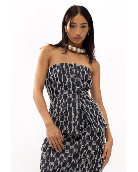 Hong Denim Strapless Vest Hong Denim Strapless Vest