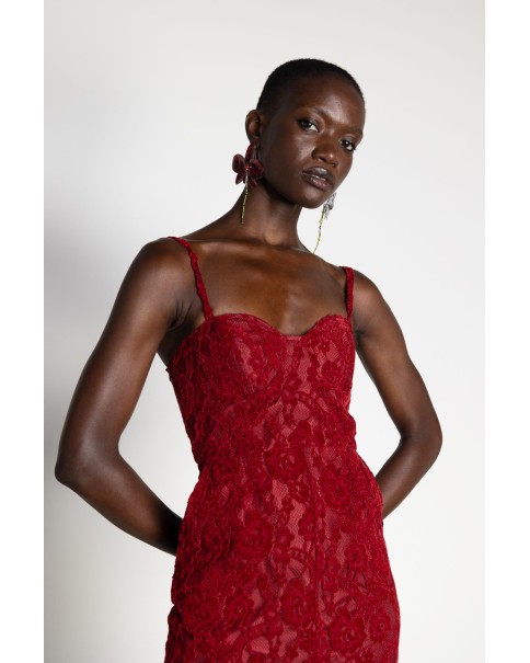 Mallory The Label - Rose Red Lace Dress
