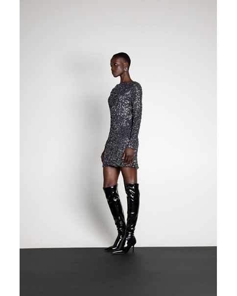 Mallory The Label - Mara  Silver  Sequin Dress