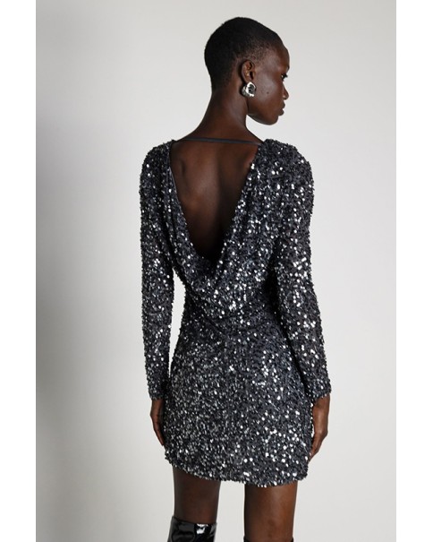 Mallory The Label - Mara  Silver  Sequin Dress