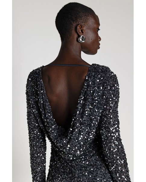 Mallory The Label - Mara  Silver  Sequin Dress