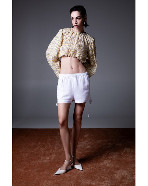 Milkwhite - Cropped Top with Voluminous Sleeves