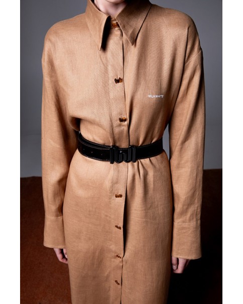 Milkwhite - Midi Shirt Dress with MILKWHITE Logo