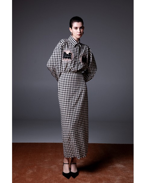 Milkwhite - Long Dress with Logo Patches