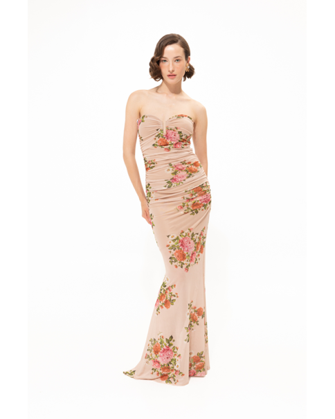 Vassia Kostara - Pink Romance Strapless Mesh Dress