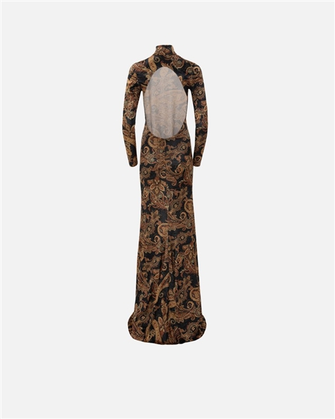 Vassia Kostara - Golden Brown Paisley Dress