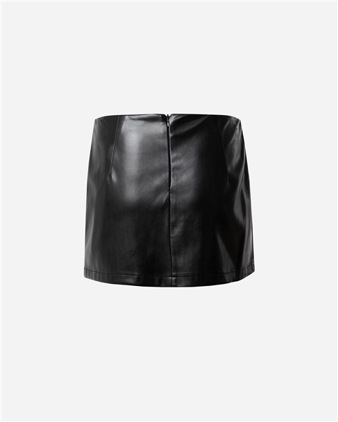 Vassia Kostara - Black Faux Leather Mini Skirt Vassia Kostara - Black Faux Leather Mini Skirt