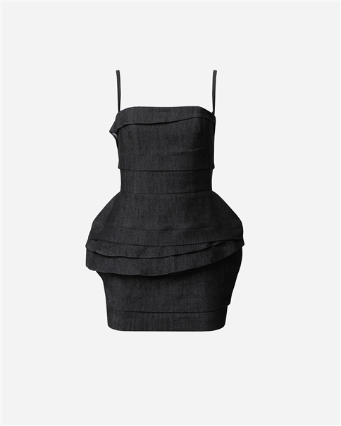Vassia Kostara - Black Denim Mini Dress