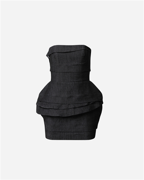Vassia Kostara - Black Denim Mini Dress