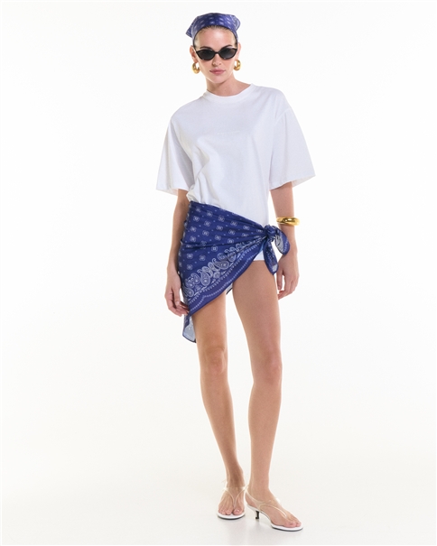 Vassia Kostara - White T-shirt With Blue Bandana