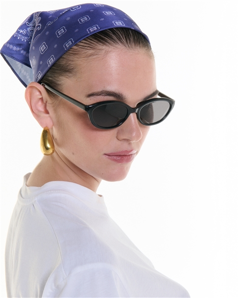 Vassia Kostara - White T-shirt With Blue Bandana