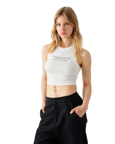 Moya - Sleveless Rib Crop Top