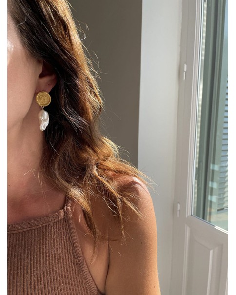 Hermina Athens - Hercules Broque Pearl Earrings
