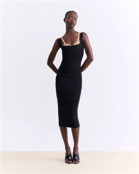 Vassia Kostara - Black Fitted Midi Dress