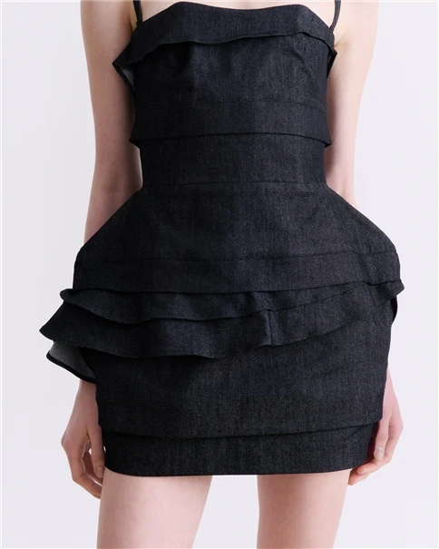 Vassia Kostara - Black Denim Mini Dress